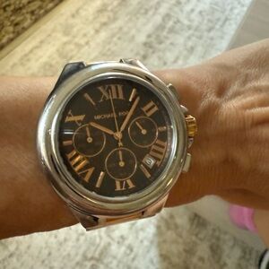 Michael Kors two tone watch - silver, rose gold, brown (face)